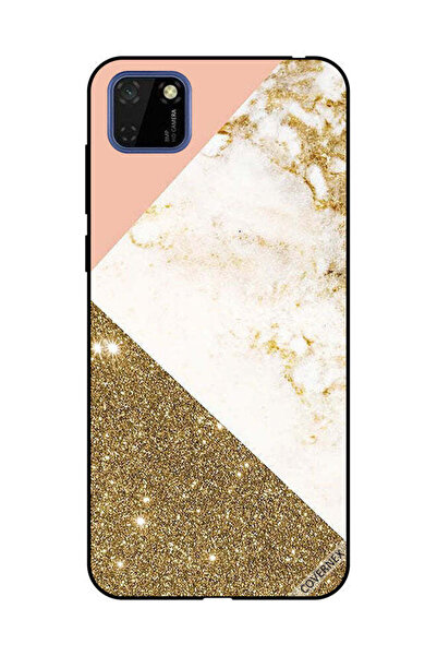 Covernex Protective Case Cover For Huawei Y5P Golden Glitter & Matble Pattern