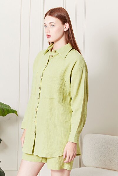 MAKSEN TEKSTİL 100% Cotton Fabric Women's Shirt