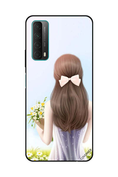 Covernex غطاء حماية لهاتف هواوي Y7A/P Smart 2021، فتاة جميلة تحمل الزهور
