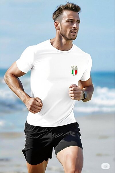 NO 601 Men's White Slim Fit Jersey Fabric Italy Sports Tshirt