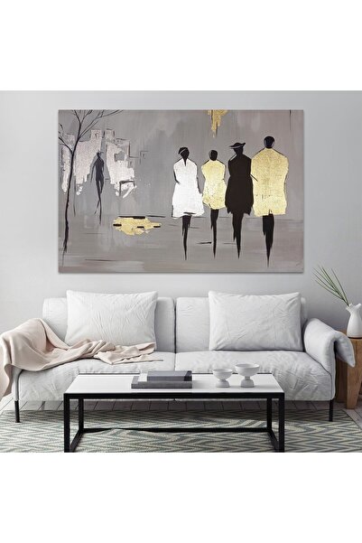 4gdran لوحة قماشية بتصميم الفن التشكيلي مع برواز خشبي مخفي