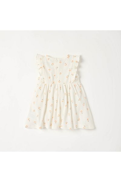 Juniors Floral Print A-line Dress with Ruffle Detail