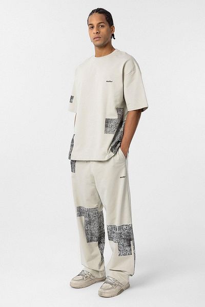 VAMOSCLO Ethnic Patterned Oversize Tracksuit Set Ice Gray