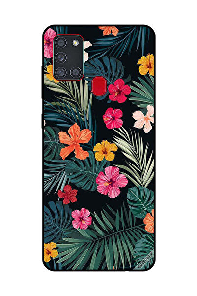 Covernex غطاء حماية لهاتف سامسونج جالاكسي A21S، زهور متعددة الألوان وريش أخضر...