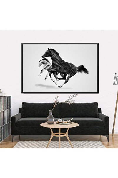 SND لوحة قماشية بتصميم رسمة حصان مودرن مع برواز خشبي مخفي