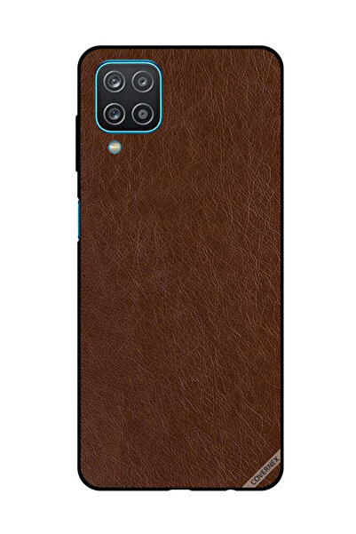 Covernex غطاء حماية لهاتف سامسونج جالاكسي A12/M12 - بني داكن، بنقشة جلد