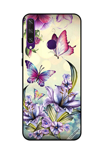 Covernex غطاء حماية لهاتف هواوي Y6P بنقشة زهور أرجوانية وفراشات