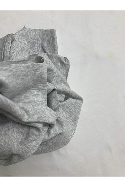 Yiğit Kumaş Gray Stretch Baby Ribana Combed Cotton Fabric, Piece 80X160 cm