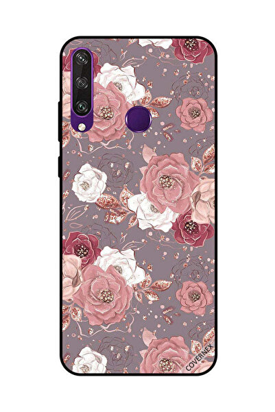 Covernex غطاء حماية لهاتف هواوي Y6P بنقشة زهور بلون الشوكولاتة
