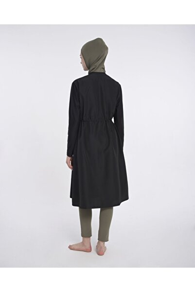 Monolou Long Swimsuit Top with Waist Drawstring Detail and Parachute Fabric