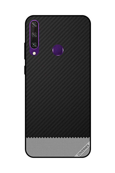 Covernex غطاء حماية لهاتف هواوي Y6P بنمط خطوط سوداء ورمادية
