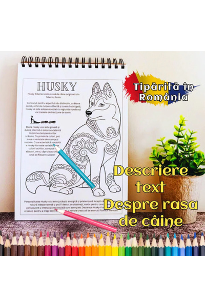 Magia Cartii Carte de colorat cu caini, Gasca Vesela de Caini, A4, 46 pag, Magia Cartii, seria Opin puk