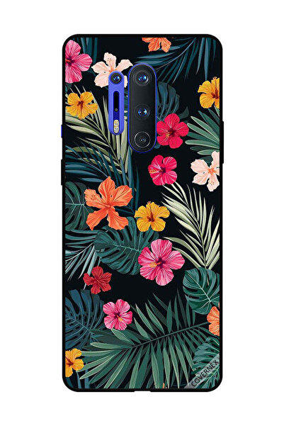 Covernex غطاء حماية لهاتف OnePlus 8 Pro بنقشة زهور متعددة الألوان وريش أخضر داكن
