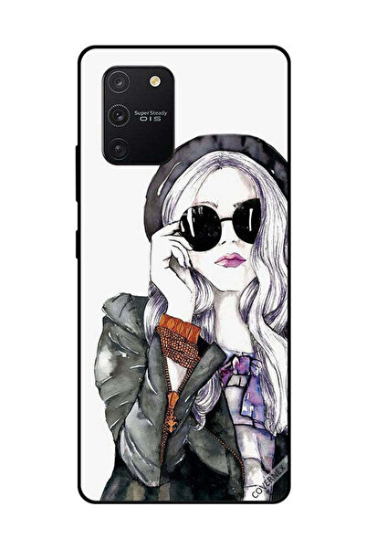 Covernex غطاء حماية لهاتف سامسونج جالاكسي S10 لايت، أسود، زجاجي، بتصميم فتاة ...