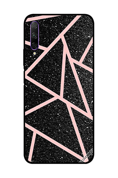 Covernex غطاء حماية لهاتف Honor 9X Pro، أسود لامع، بنقشة مسارات وردية فاتحة