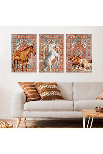 Marktna Three MDF wooden panels with a horse design, total size 120x60