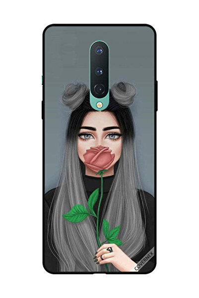 Covernex غطاء حماية لهاتف OnePlus 8 بتصميم فتاة لطيفة تخفي فمها بلون وردي خوخي
