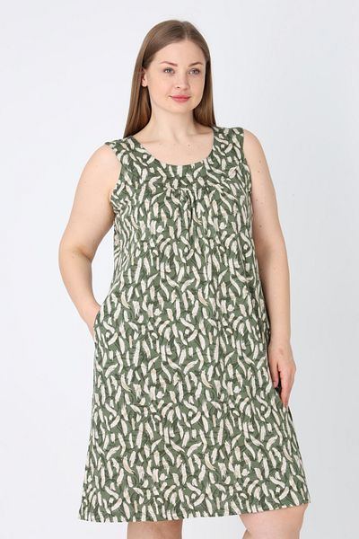 İntensive Φόρεμα με μοτίβο Plus Size Pocket Gathered Βαμβακερό λουράκι
