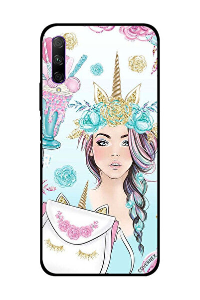 Covernex غطاء حماية لهاتف Honor 9X Pro رموش على الحقيبة وفتاة وحيد القرن