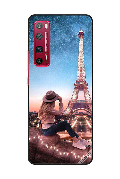 Covernex غطاء حماية لهاتف هواوي نوفا 7 برو - فتاة قبعة بنية وبرج إيفيل
