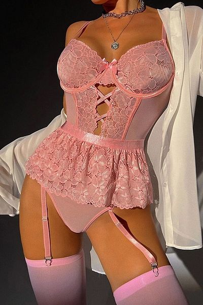 Astra Plus Φανταχτερό Σετ Εσώρουχα Garter And Bustier Pink - Pink - ASTPS84Q12V-PAE