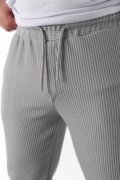 STOCX Men's Gray Pleated Comfortable Fit Casual Trousers