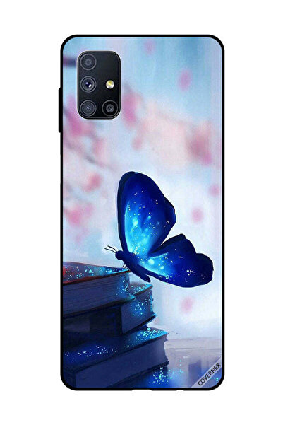 Covernex غطاء حماية لهاتف سامسونج جالاكسي M51 - فراشة زرقاء داكنة على الكتب