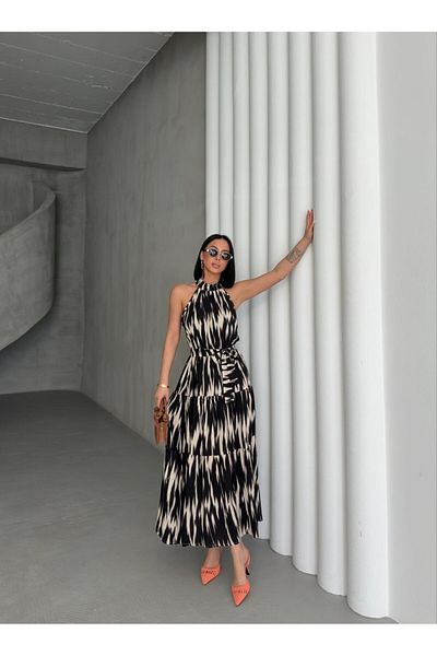 Cistern İstanbul Γυναικείο μάξι φόρεμα με μοτίβο με λαιμόκοψη