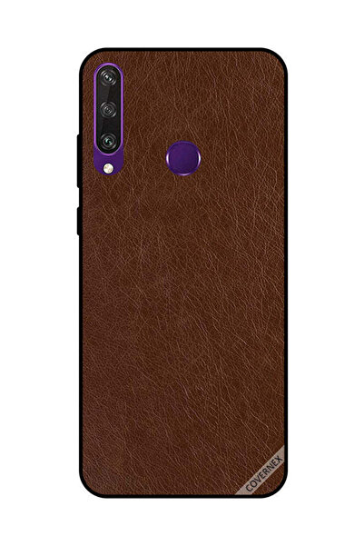 Covernex غطاء حماية لهاتف هواوي Y6P بنمط جلدي بني داكن