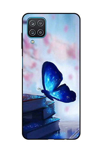 Covernex غطاء حماية لهاتف سامسونج جالاكسي A12/M12، فراشة زرقاء داكنة على الكتب