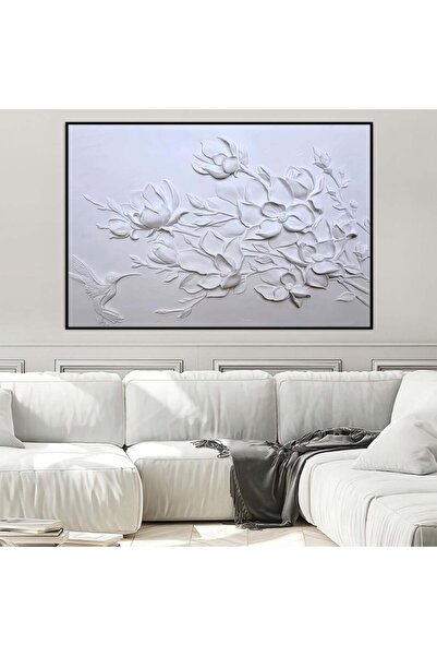 Marktna Canvas Wall Art Print Gypsum Board Design with Black Hollow Frame