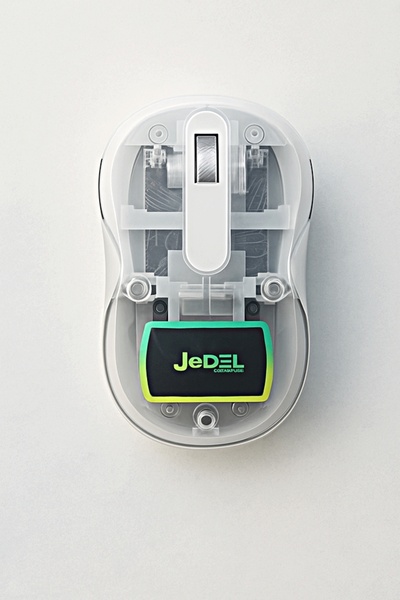 newnet Jedel Kablosuz Mouse Bluetooth + 2.4GHz Kablosuz Şarj Edilebilir Mouse Şeffaf-Beyaz Macbook Uyumlu