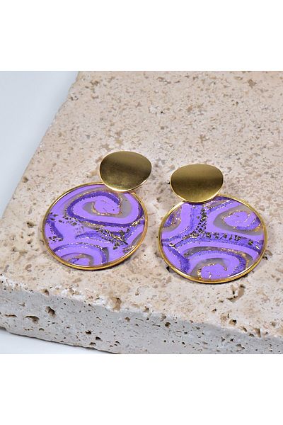 NARRU NARRU handmade earrings, round, lilac, purple and gold, Asha 10