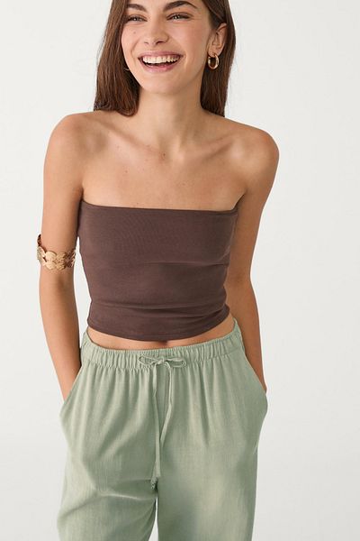 VODENS Linen Blend Çağla Green Loose Cut Trousers