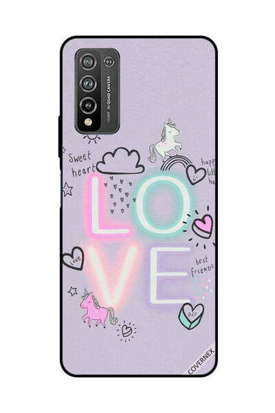 Covernex غطاء حماية لهاتف Honor 10X Lite - قلب حلو، حب، وحيد القرن