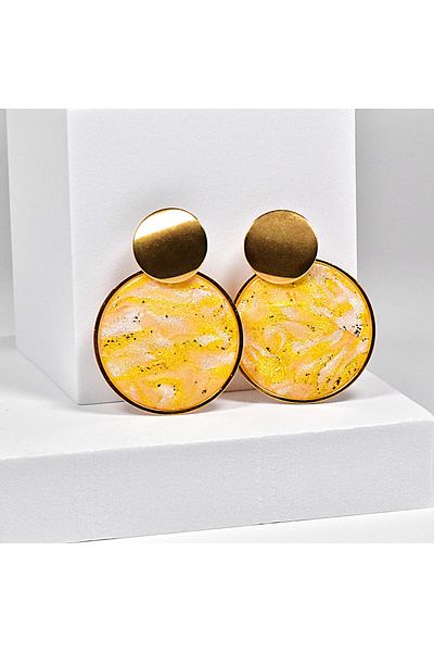 NARRU NARRU handmade earrings, round, yellow and gold, Asha 44