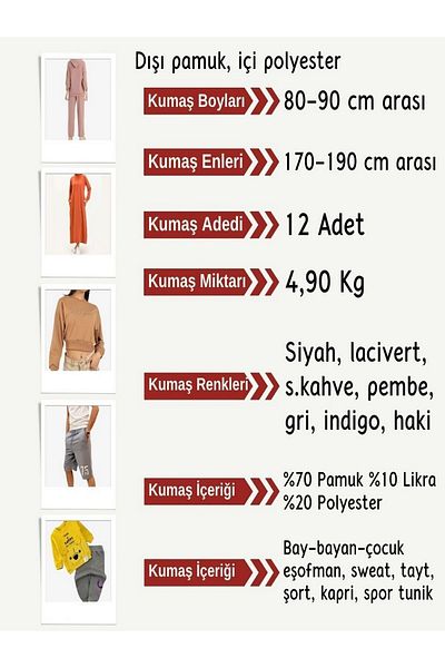 Yiğit Kumaş Knee Do Not Make 2 Yarn Fabric Set, 12 Pcs in the Range of 80-90 cm
