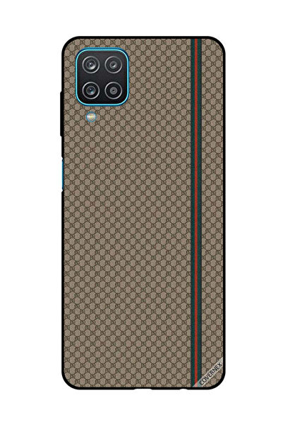 Covernex غطاء حماية لهاتف سامسونج جالاكسي A12/M12 بخطوط حمراء وخضراء على نمط بني