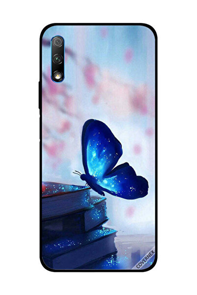 Covernex غطاء حماية لهاتف Honor 9X بطبعة فراشة زرقاء داكنة على الكتب