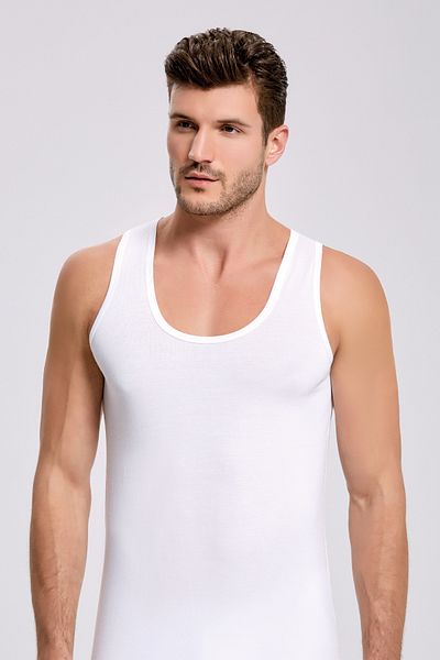 QKK Men's Lycra Bamboo White 6-Pack Undershirt Qi̇2K7L1K9K.6L