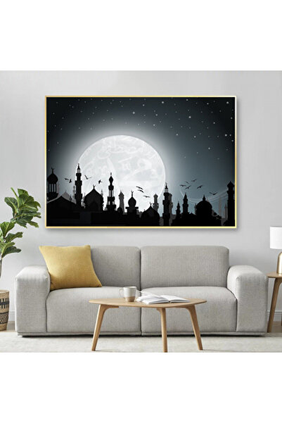 4gdran لوحة قماشية بتصميم مودرن مع برواز فضي مجوف