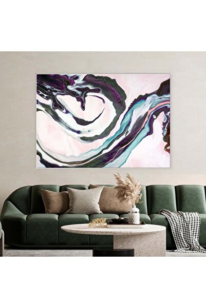 SND لوحة قماشية بتصميم تجريدي مع برواز فضي مجوف