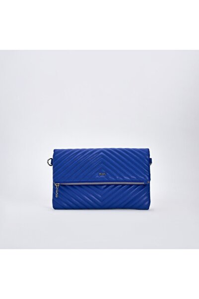 TOGO Saks Mavi Kadın Kapaklı Kapitone Portföy Çanta [930042]