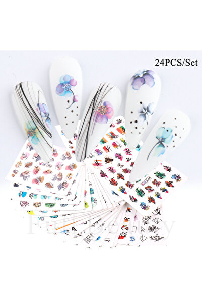 Choice BN2149-60BN2113-24 24 قطعة / مجموعة ملصقات أظافر لفصل الربيع والصيف مل...