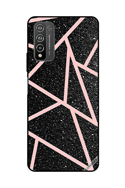 Covernex غطاء حماية لهاتف Honor 10X Lite، أسود لامع، بنقشة مسارات وردية فاتحة