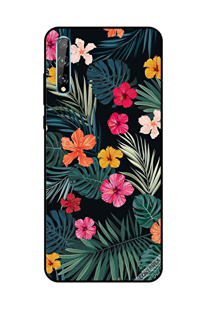 Covernex غطاء حماية لهاتف هواوي Y8P/P Smart S متعدد الألوان زهور وريش أخضر داكن