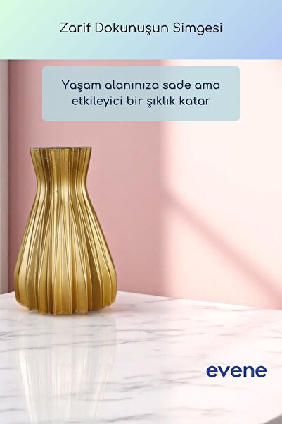 Evene Vazo Küçük Vazo Masa Üstü Vazo Ev Dekorasyon Vazo Altın Renk Model 73