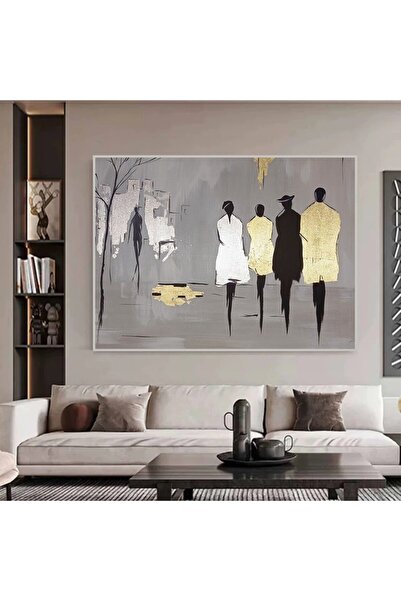 SND لوحة قماشية بتصميم الفن التشكيلي مع برواز فضي مجوف