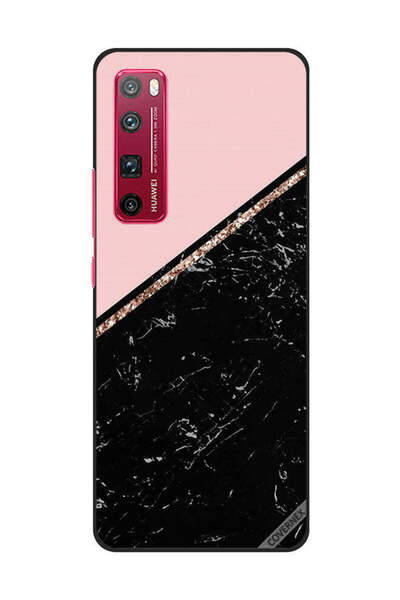 Covernex غطاء حماية لهاتف هواوي نوفا 7 برو - رخام أسود وشريط ذهبي