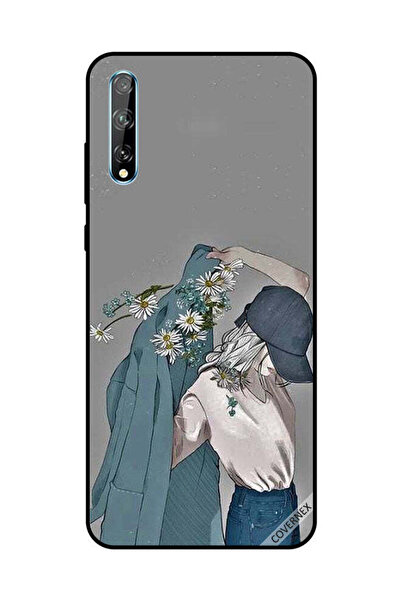 Covernex غطاء حماية لهاتف هواوي Y8P/P Smart S، فتاة ترتدي معطفًا مزهرًا